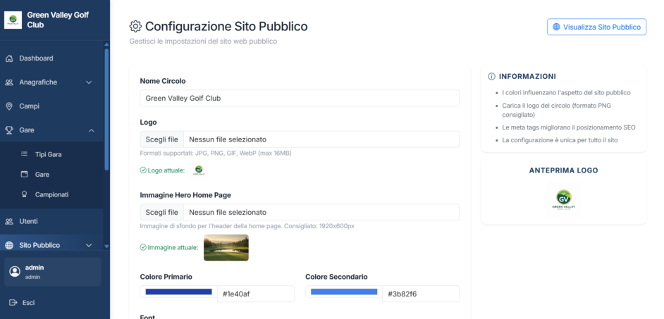 Homepage Sito Pubblico
